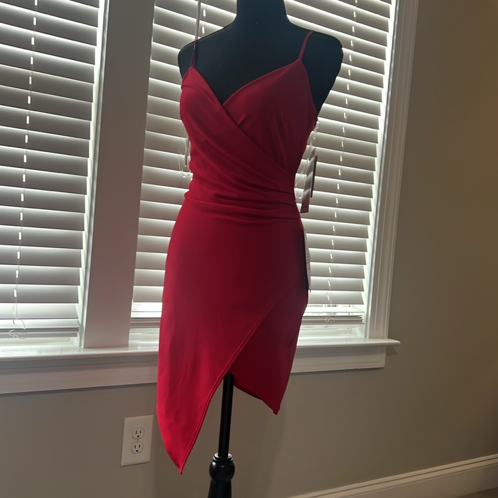 Macy's Red Asymmetrical Ruched Cocktail Dress